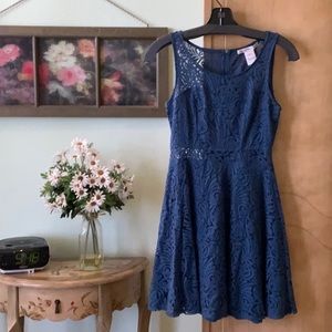 American Rag Lace Dress Blue Fit And Flare Lined Size Small